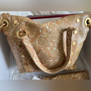 Daniel medium tote bag in toasted tan snakeskin.